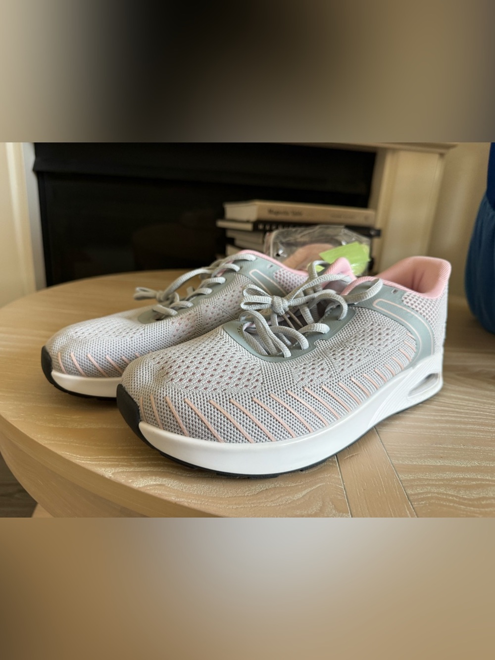 BNQ|Women’s Light Gray & Pink Athletic Sneakers,Orthotic slip on tennis shoe NEW - Picture 4 of 16
